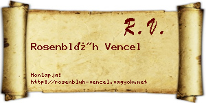 Rosenblüh Vencel névjegykártya
